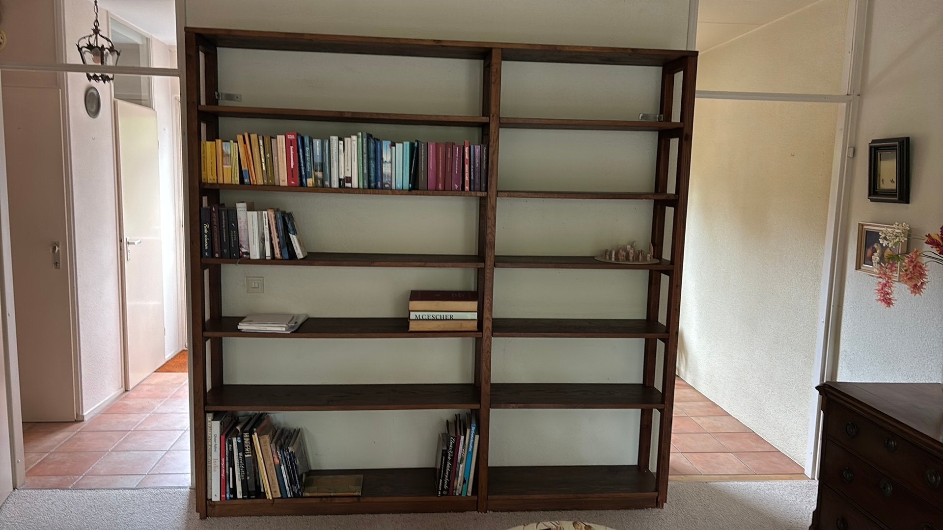 Grote houten boekenkast - 220x215x32 cm, Ophalen, Met plank(en), Gebruikt, 200 cm of meer