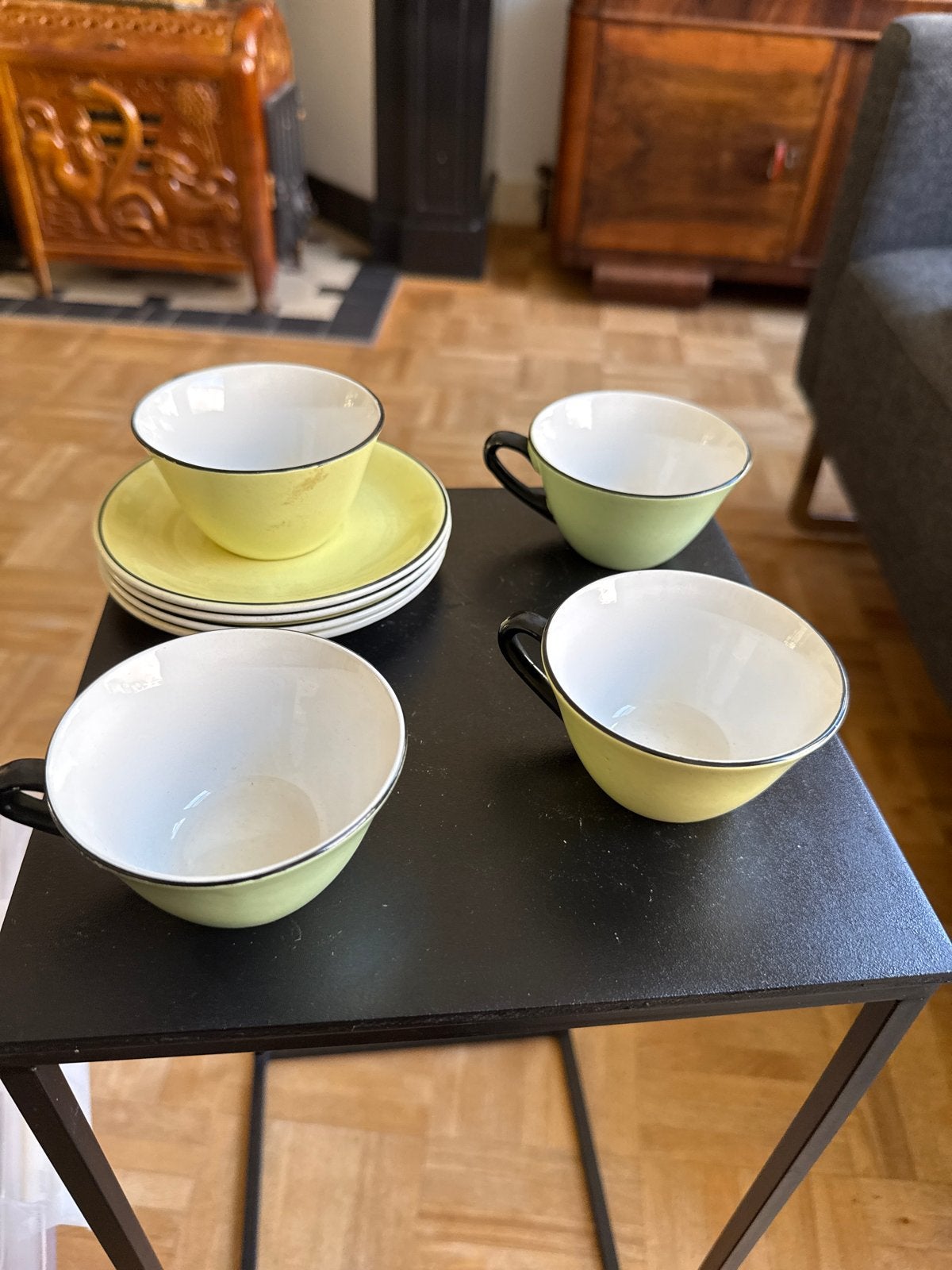 Vintage kop en schotel set - Moulin des Loups, Antiek en Kunst, Antiek | Servies los, Ophalen of Verzenden