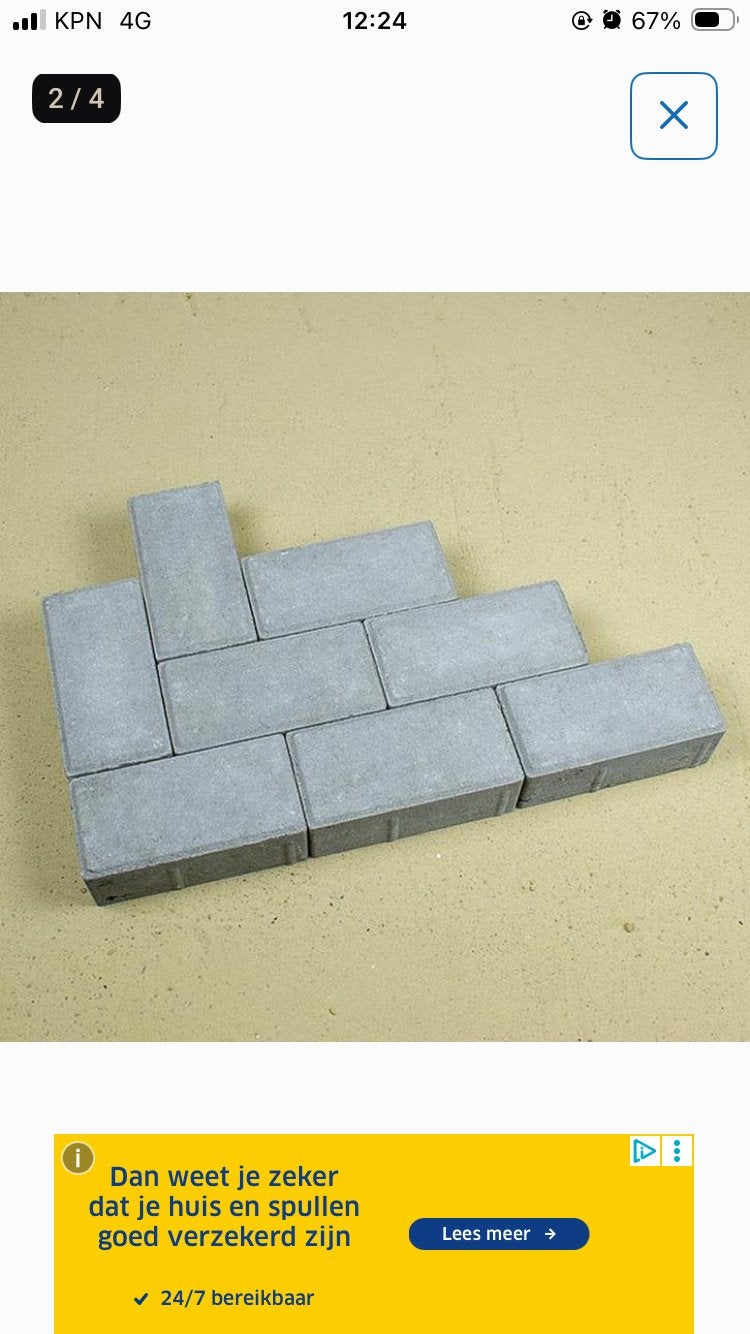 16 M2 BSS 8 cm KOMO grijs met deklaag betonklinker, Ophalen, Klinkers, Nieuw, 10 m² of meer