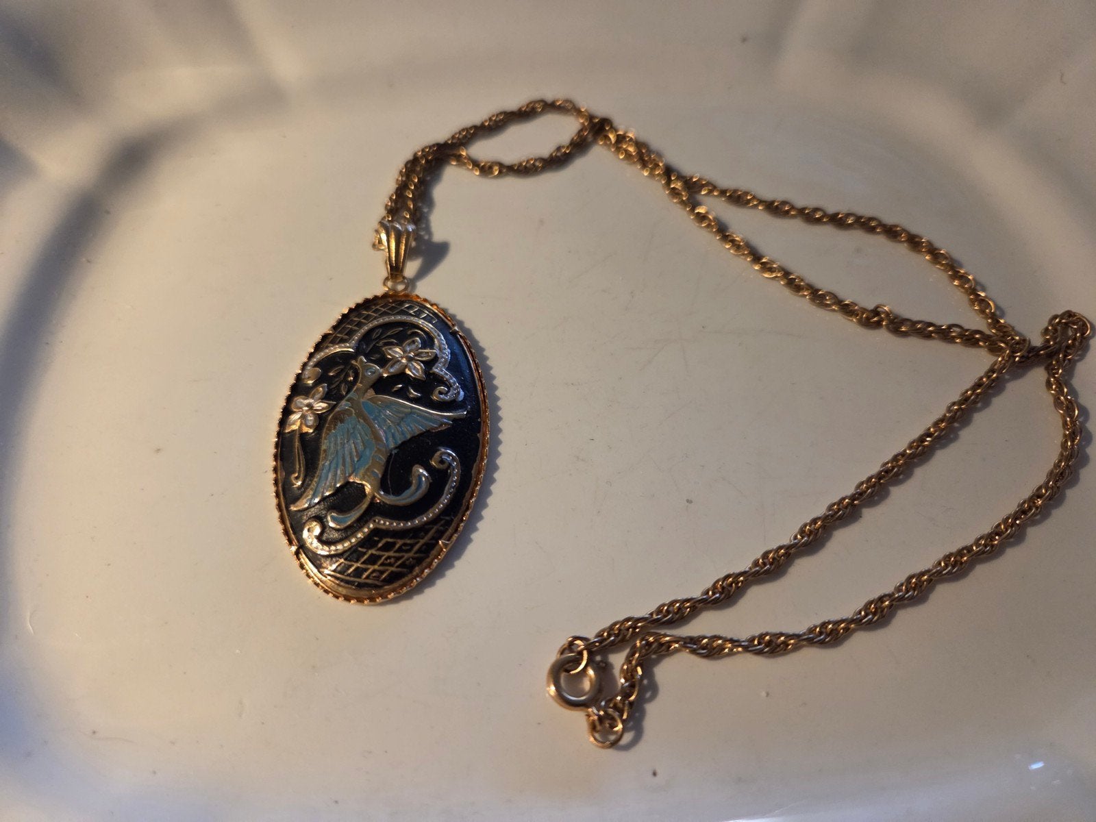 oude damascene ketting, Verzenden, Zo goed als nieuw, Goud, Overige materialen