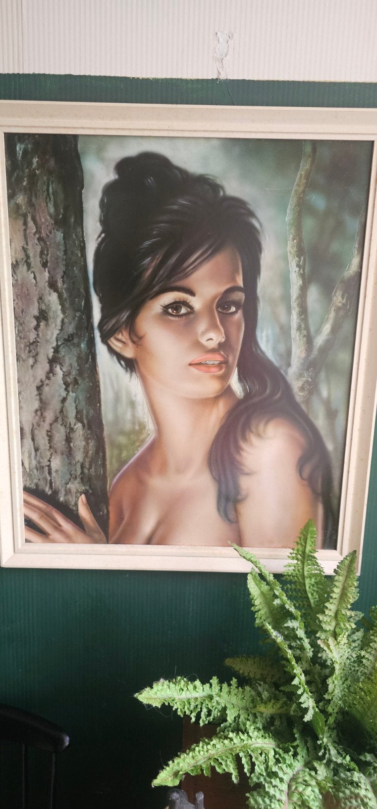 Vintage Schilderij: Vrouw in het Bos, Ophalen of Verzenden