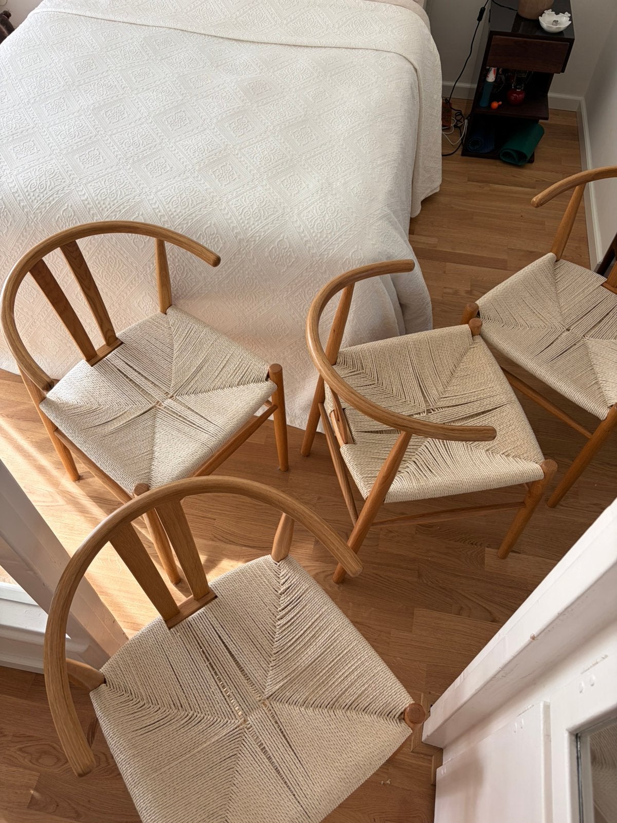 Yisk Guderup eetkamerstoelen japandi naturel eiken, Ophalen, Zo goed als nieuw, Bruin