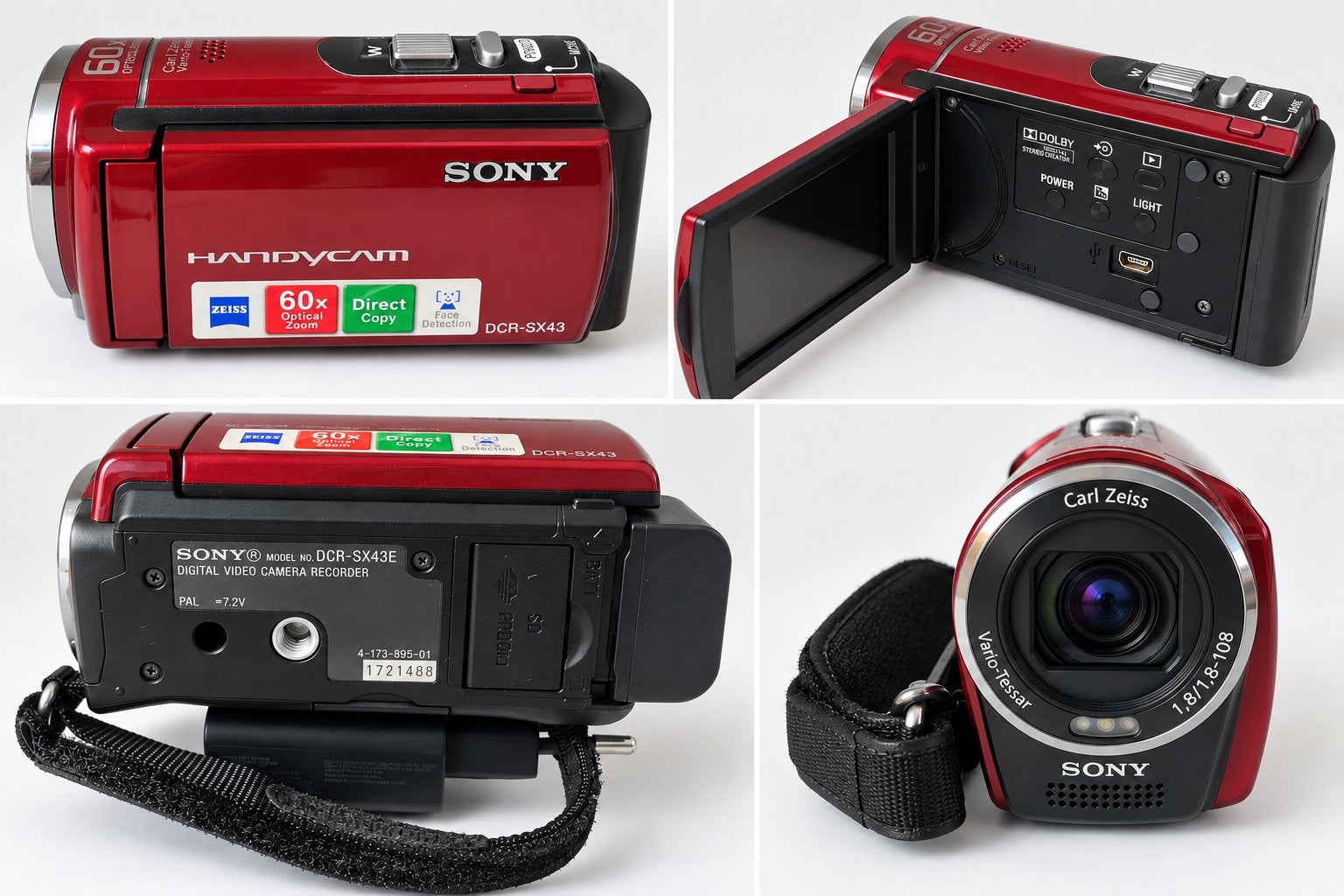Sony Handycam DCR-SX43E – 60x zoom – compleet + extra accu, Ophalen of Verzenden, Zo goed als nieuw, Sony, 20x of meer