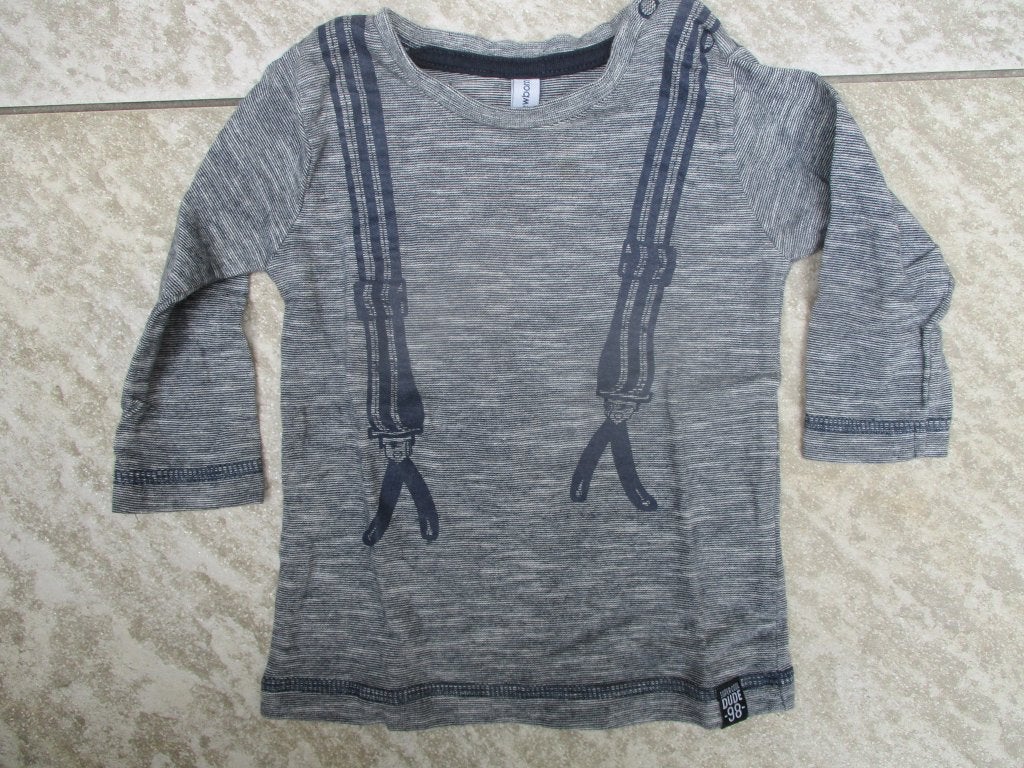 Longsleeve donker blauw bretels maat 68 T-shirt lange mouw, Newborn, Ophalen of Verzenden, Zo goed als nieuw, Jongetje