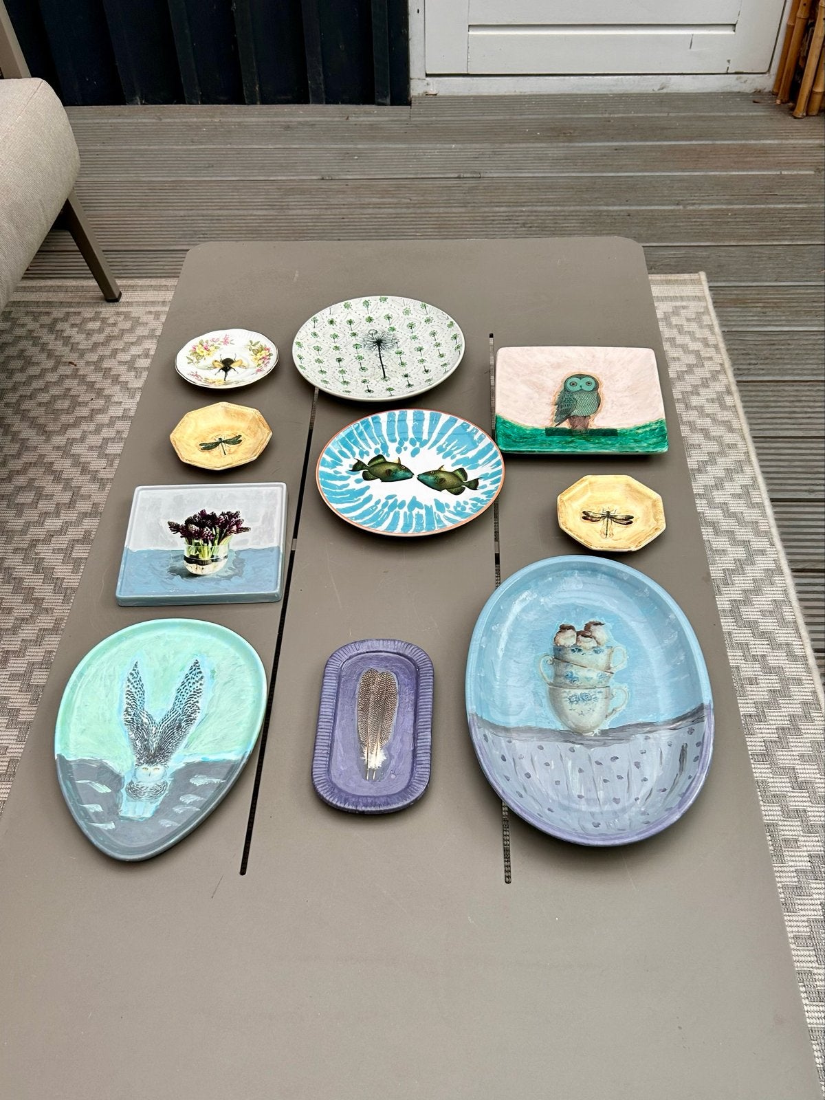 Collectie handgemaakte decoratieve wandbordjes, Antiek en Kunst, Ophalen of Verzenden