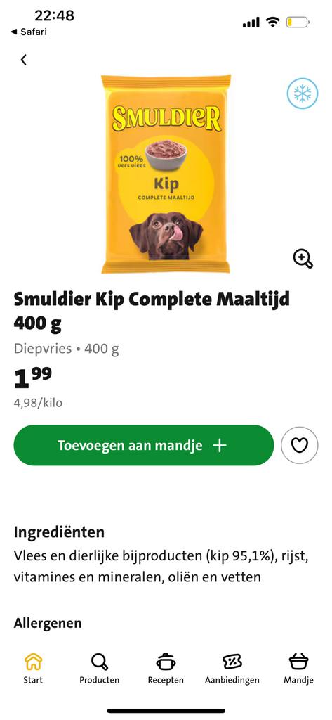 Smuldier vers vlees Kip, Ophalen of Verzenden, Hond
