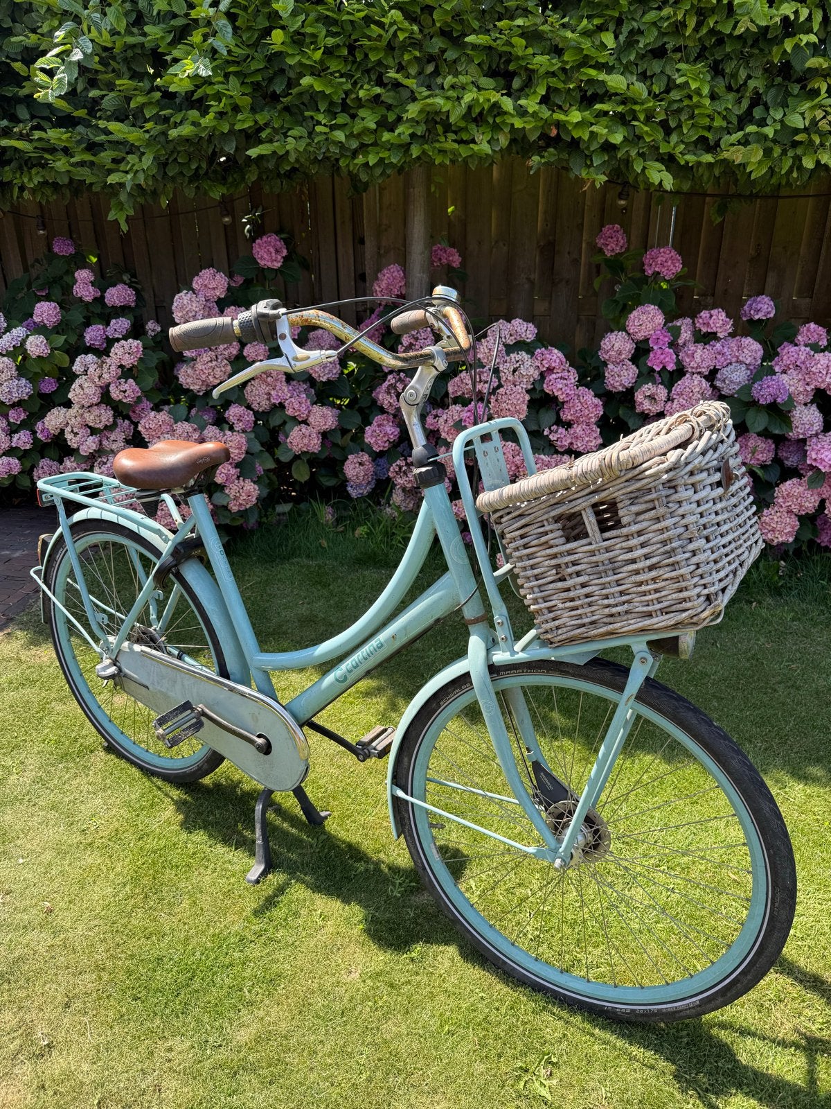 Cortina Damesfiets met Mand - Lichtblauw, Velgrem, Ophalen, Overige merken, 53 tot 56 cm