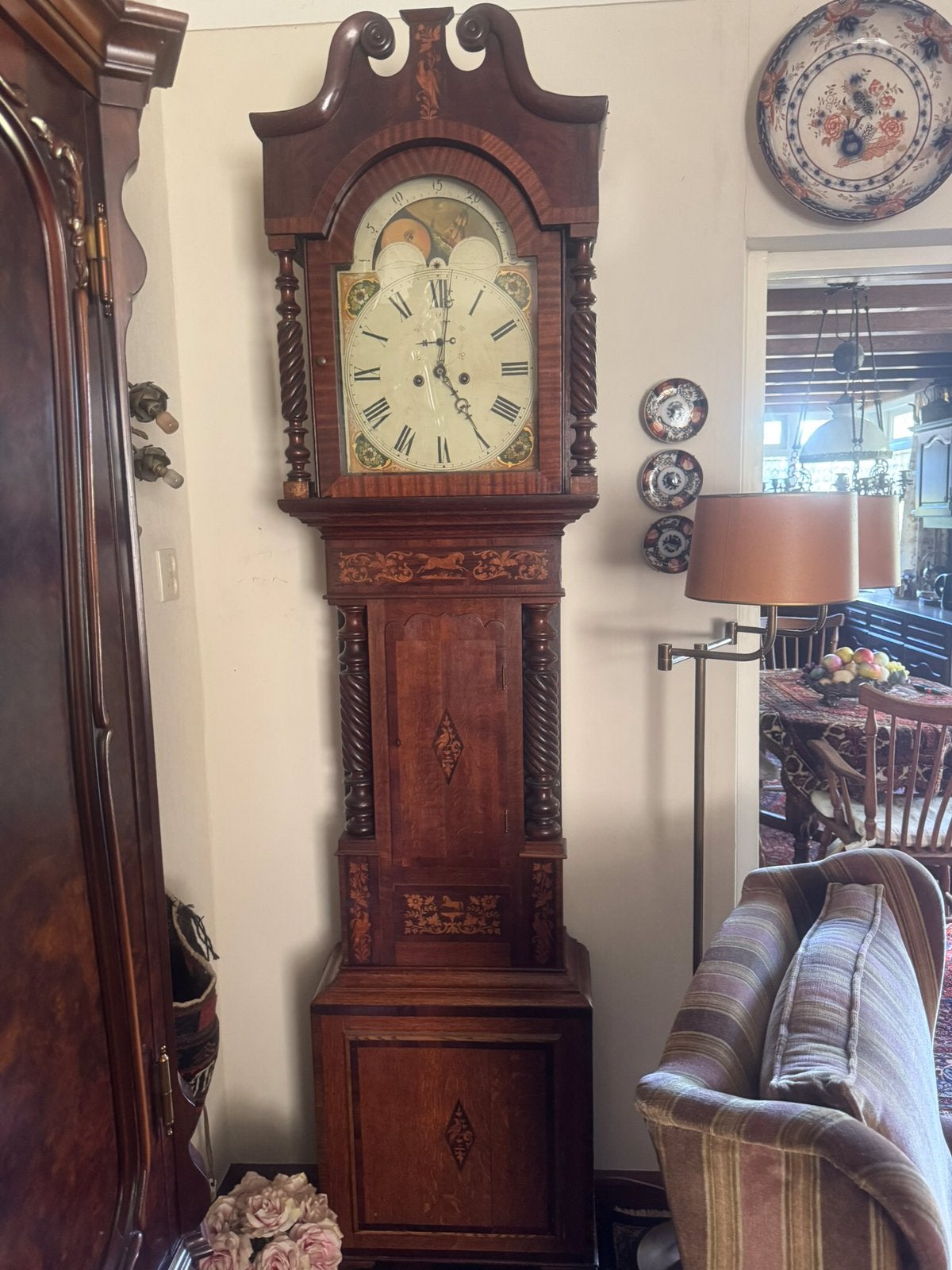 19 de eeuwse Antieke antieke Engelse Regency staande klok, Antiek en Kunst, Antiek | Klokken, Ophalen