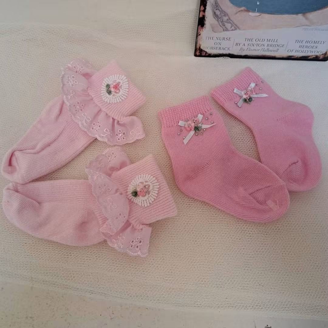 Nieuw 2 paar brocant  Roze Sokjes Baby / Pop / Baby Born, Antiek en Kunst, Ophalen of Verzenden