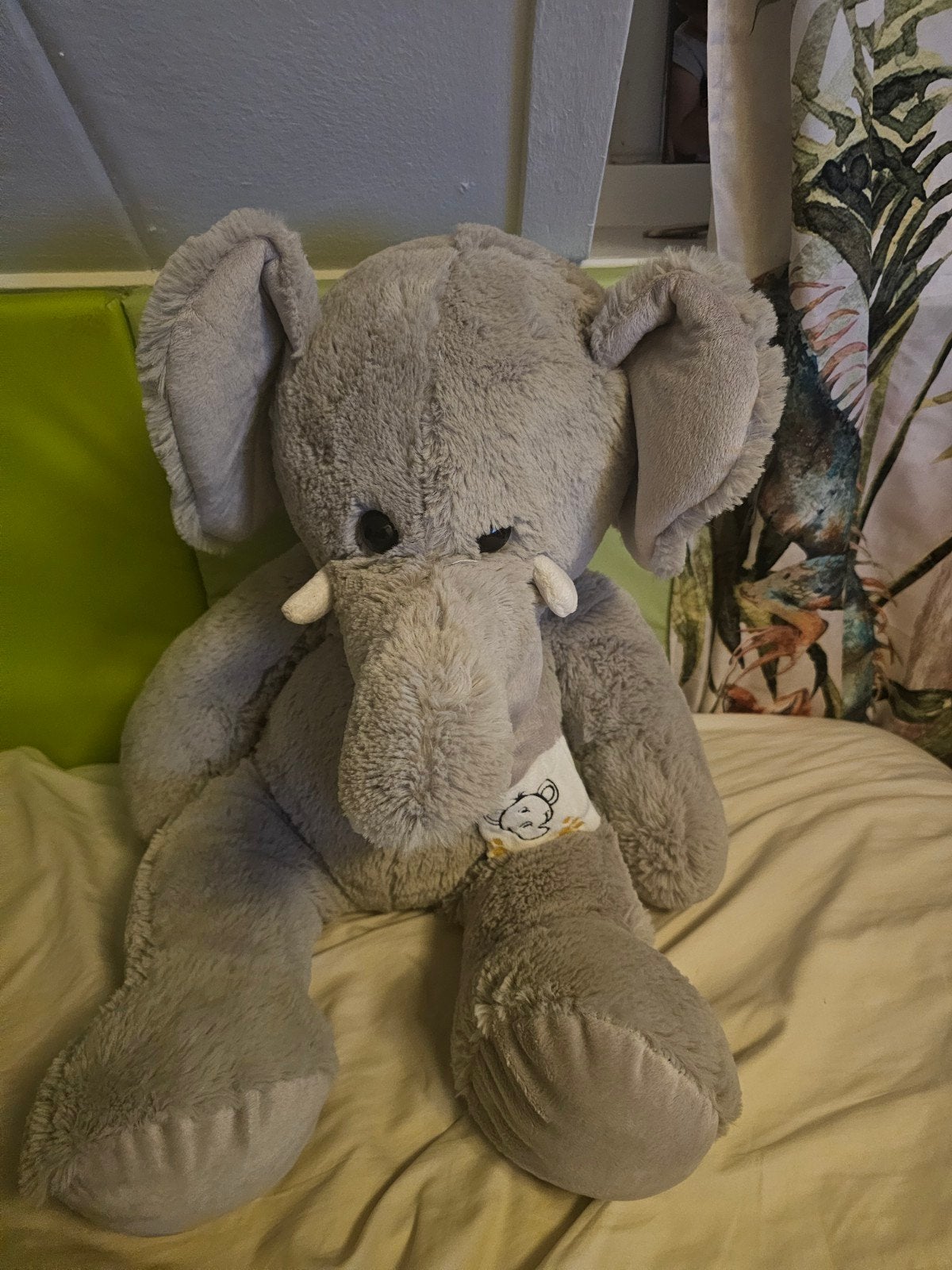 Grote grijze olifant knuffel - zo goed als nieuw, Overige merken, Overige karakters, Grijs, Ophalen of Verzenden