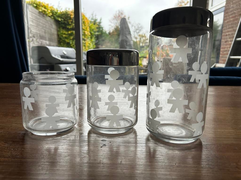 3 Alessi voorraadpotten, 1 mist deksel - alleen ophalen, Huis en Inrichting, Keuken | Keukenbenodigdheden, Ophalen, Voorraadpot