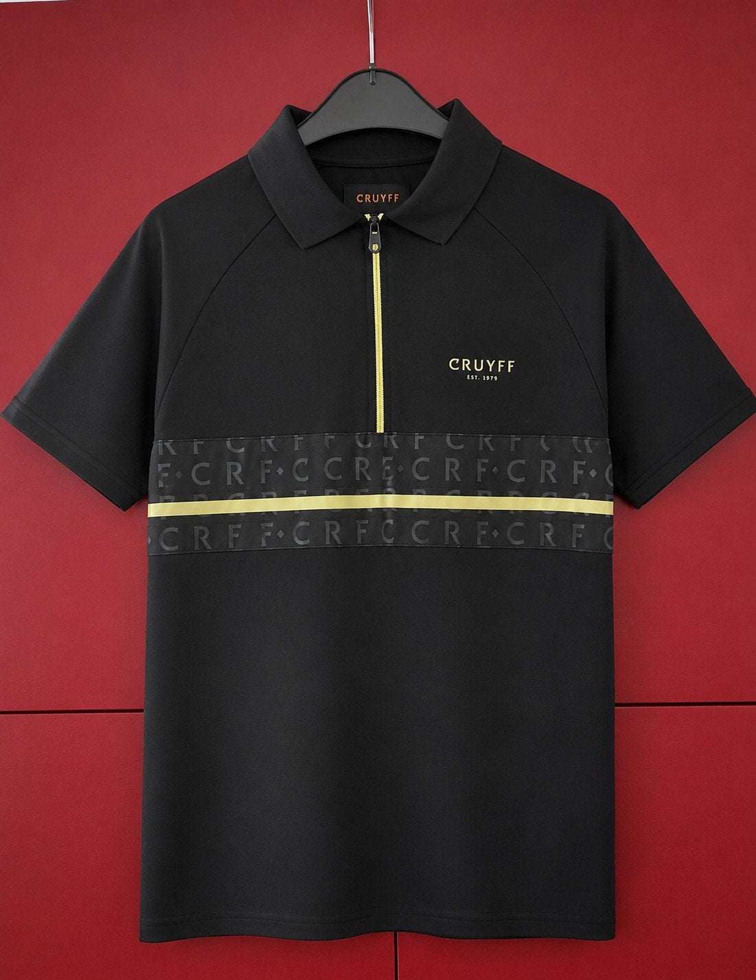 Cruyff Poloshirt Zwart met Gele Details, Cruyff, Maat 48/50 (M), Zwart, Nieuw