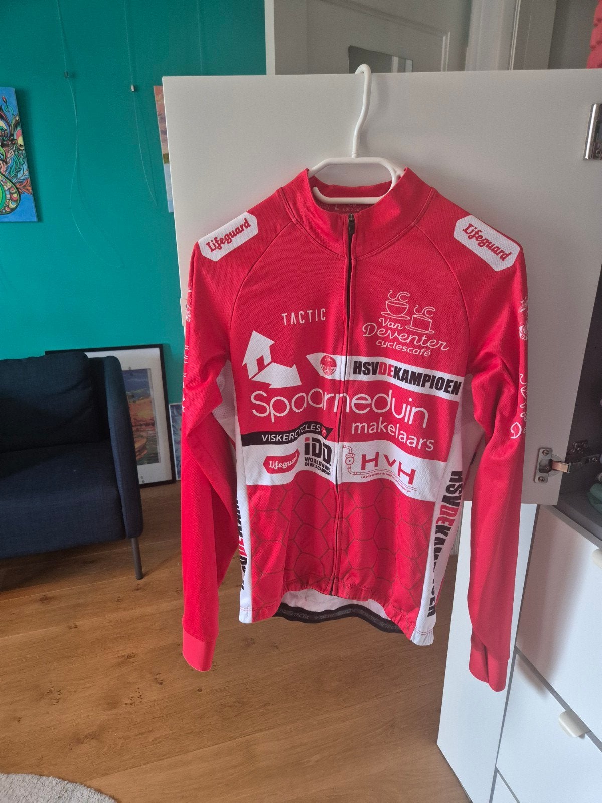 Tactic H.S.V. De Kampioen wielershirtKwalitatief rood-wit wi, Ophalen of Verzenden, Gebruikt, Kleding