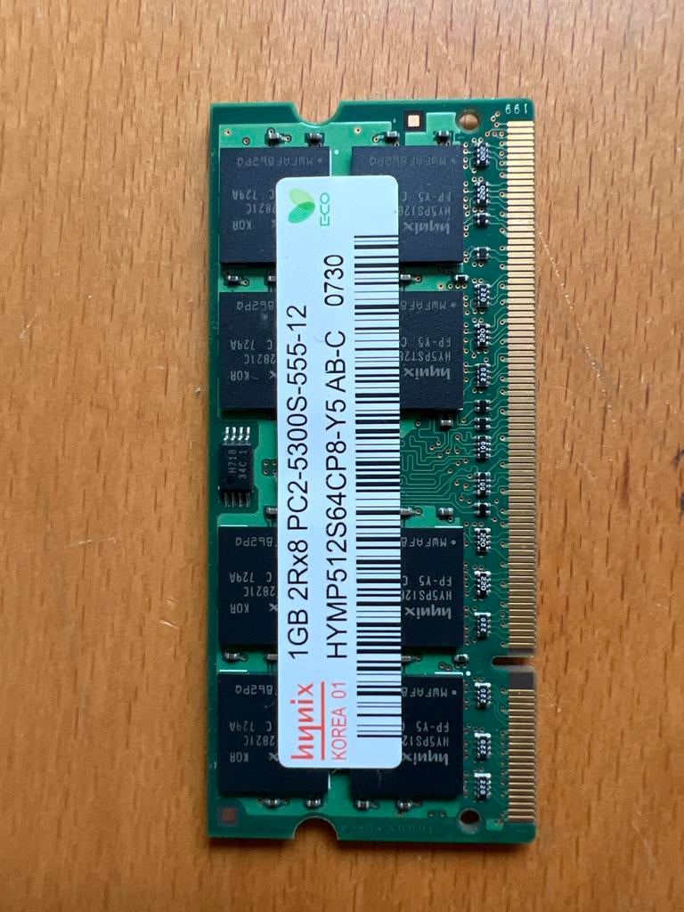 Hynix 1GB DDR2 RAM PC2-5300S Laptop Geheugen, Computers en Software, RAM geheugen, Gebruikt, Ophalen of Verzenden, DDR2, 2 GB