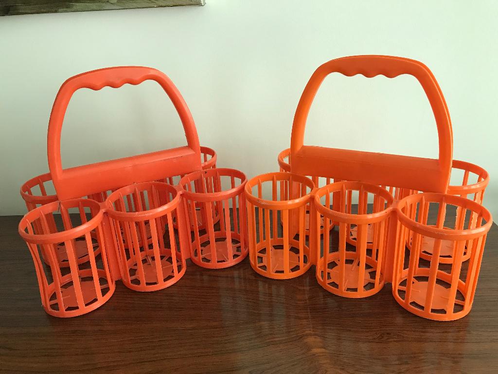 2 x retro flessenmand flessen mand oranje, Ophalen of Verzenden, Huis en Inrichting