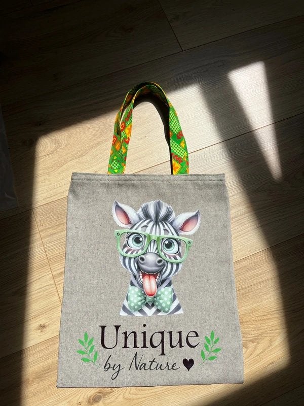 Superleuke linnenlook shopper / handtas met zebra print, Ophalen of Verzenden, Nieuw, Beige, Shopper