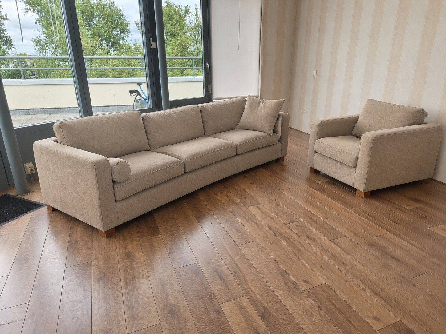 Molinari designbank & fauteuil - restauratieproject, Ophalen, 250 tot 300 cm, Gebruikt, Driepersoons