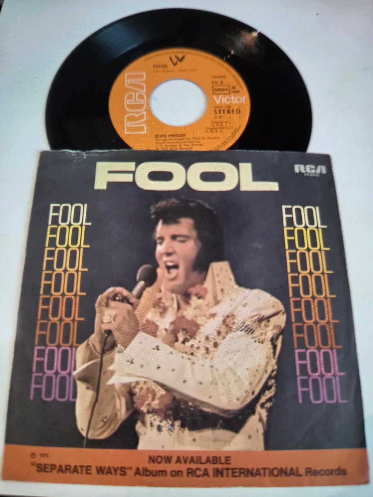 Elvis Presley - Fool (Vinyl Single), Cd's en Dvd's, Vinyl Singles, Gebruikt, Pop, EP, Fotohoes, Originele persing, 7 inch, Ophalen of Verzenden