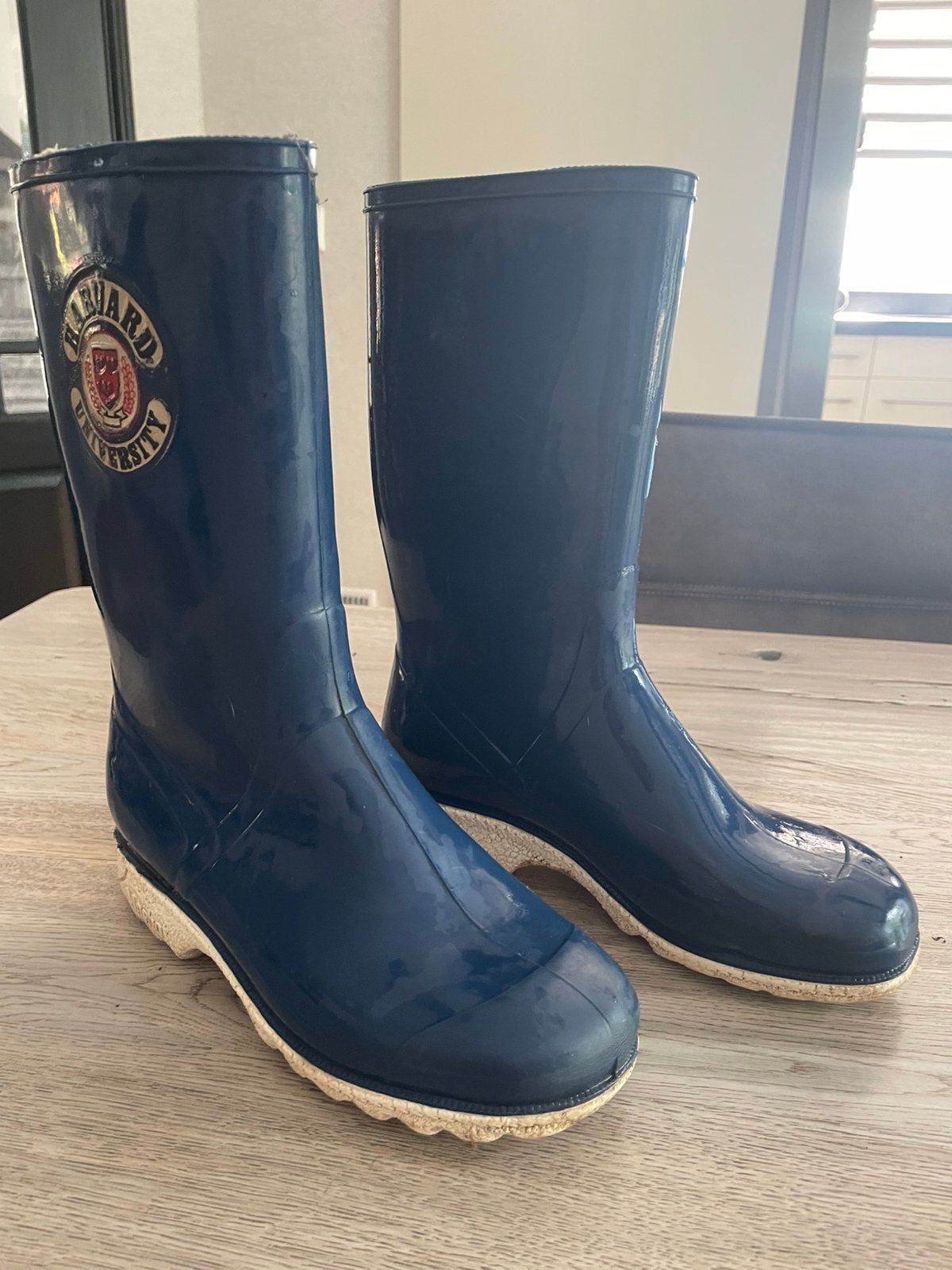 Rubber laarzen maat 37. Donkerblauw met witte zool, Ophalen of Verzenden, Zo goed als nieuw, Blauw, Hoge laarzen