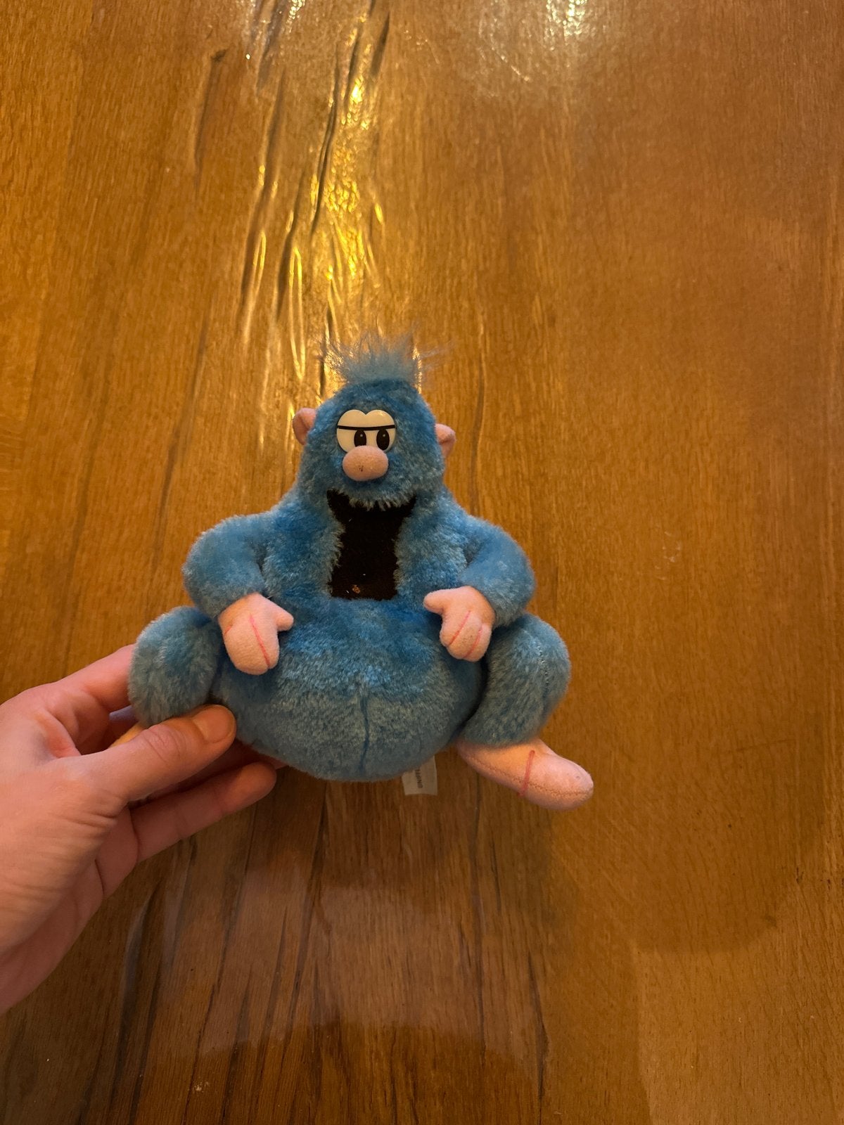 Blauw pluche aapje - Zo goed als nieuw, Blauw, Ophalen of Verzenden, Zo goed als nieuw, Middelgroot (20 tot 80 cm)