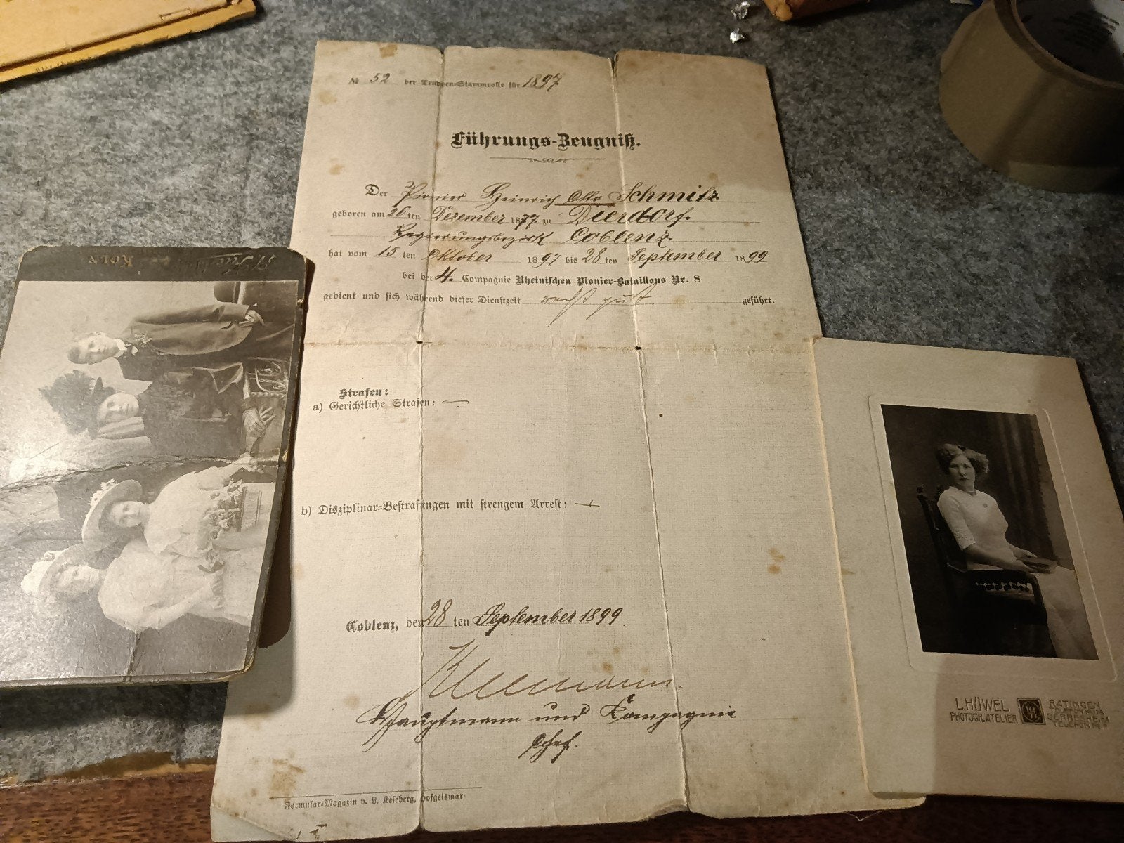 Fuhrungszeugnis 1899 Pionier Bataillon 8, Verzamelen, Militaria | Algemeen, Ophalen of Verzenden, Landmacht, Duitsland
