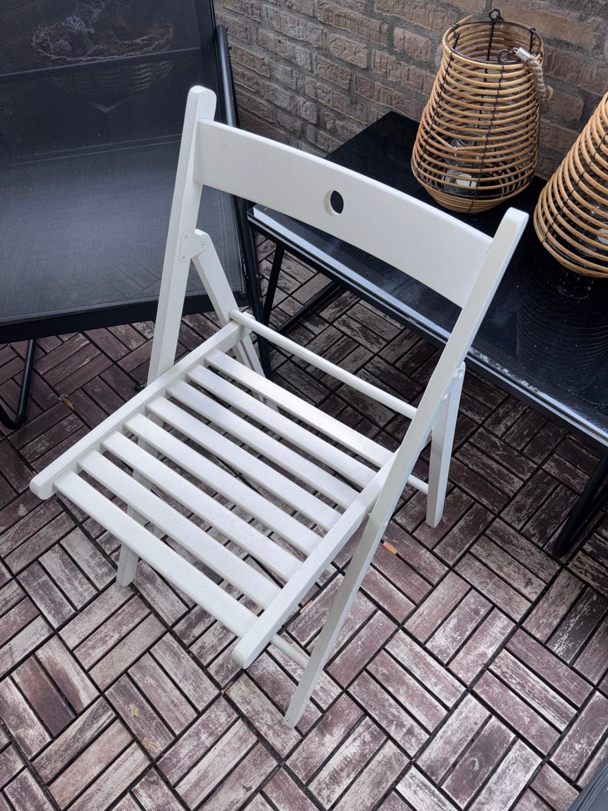 4 IKEA klapstoelen in goede staat, Ophalen, Gebruikt, Wit, Vier