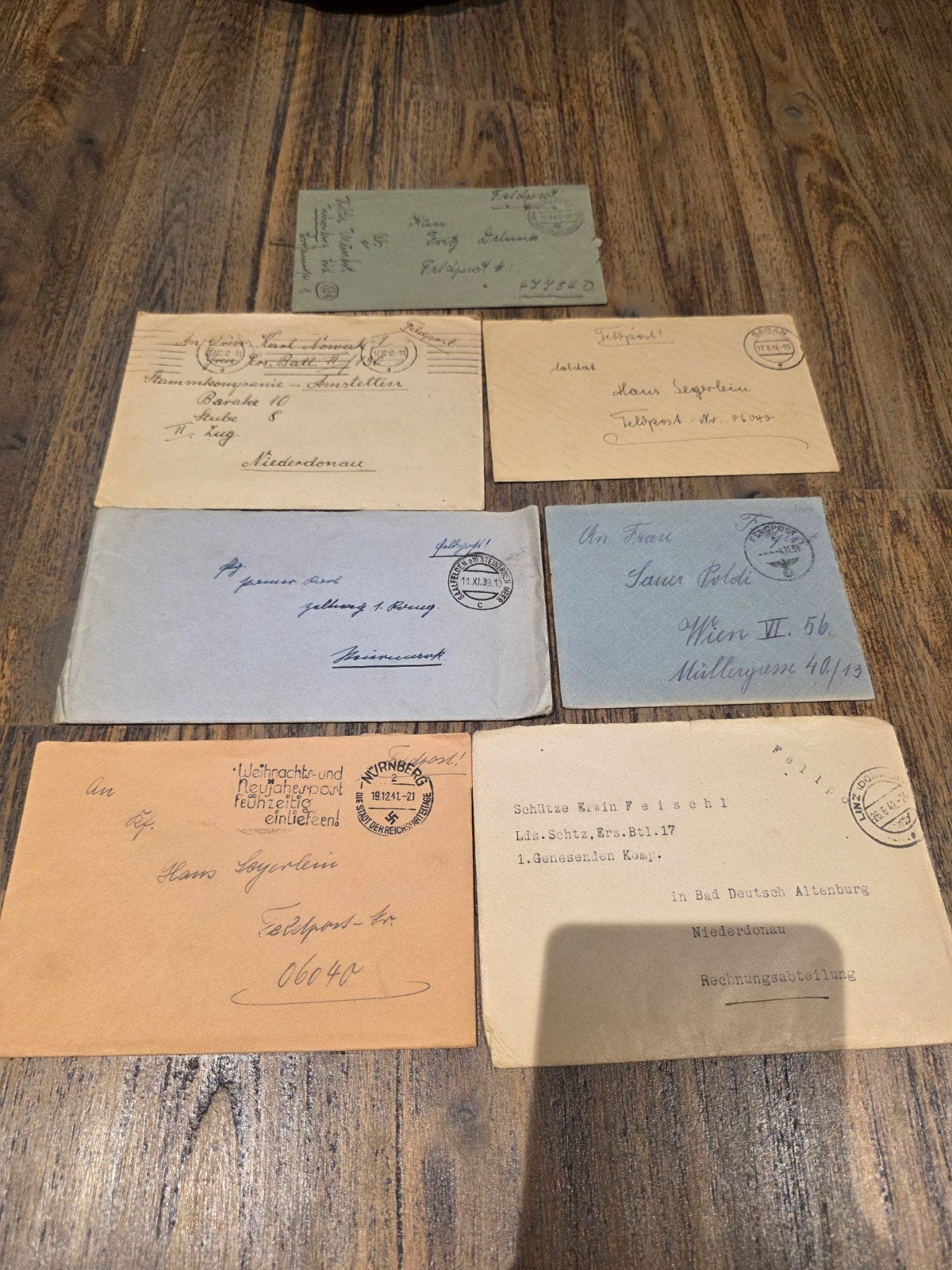 7 originele Duitse Feldpost brieven WO2 1939-1944, Ophalen of Verzenden, Duitsland