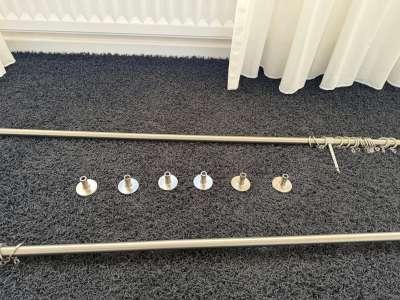2 edelstaal/RVS gordijnroedes, Ophalen, Design, 150 tot 200 cm, Nieuw