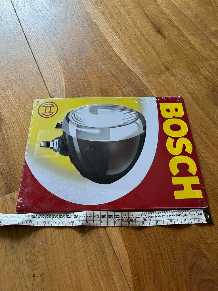 Bosch metalen reclamebord - 28 x 21 cm, Verzamelen, Merken en Reclamevoorwerpen, Ophalen of Verzenden, Gebruikt, Reclamebord