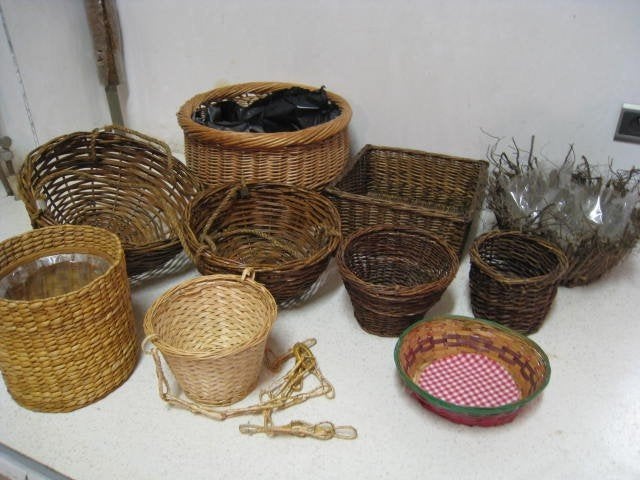 11 rieten cache pots, vierkant, rond en om te hangen, nieuw!, Rond, Ophalen of Verzenden, Aardewerk, Binnen