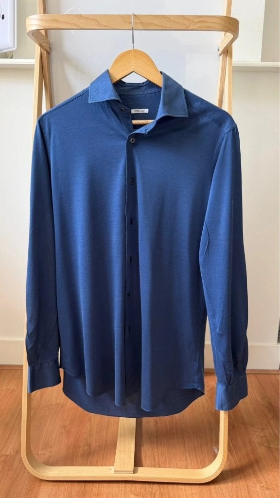 Fray Blauw Katoenen Overhemd Maat 40 Zoals Nieuw, Kleding | Heren, Fray, Halswijdte 39/40 (M), Zo goed als nieuw, Verzenden