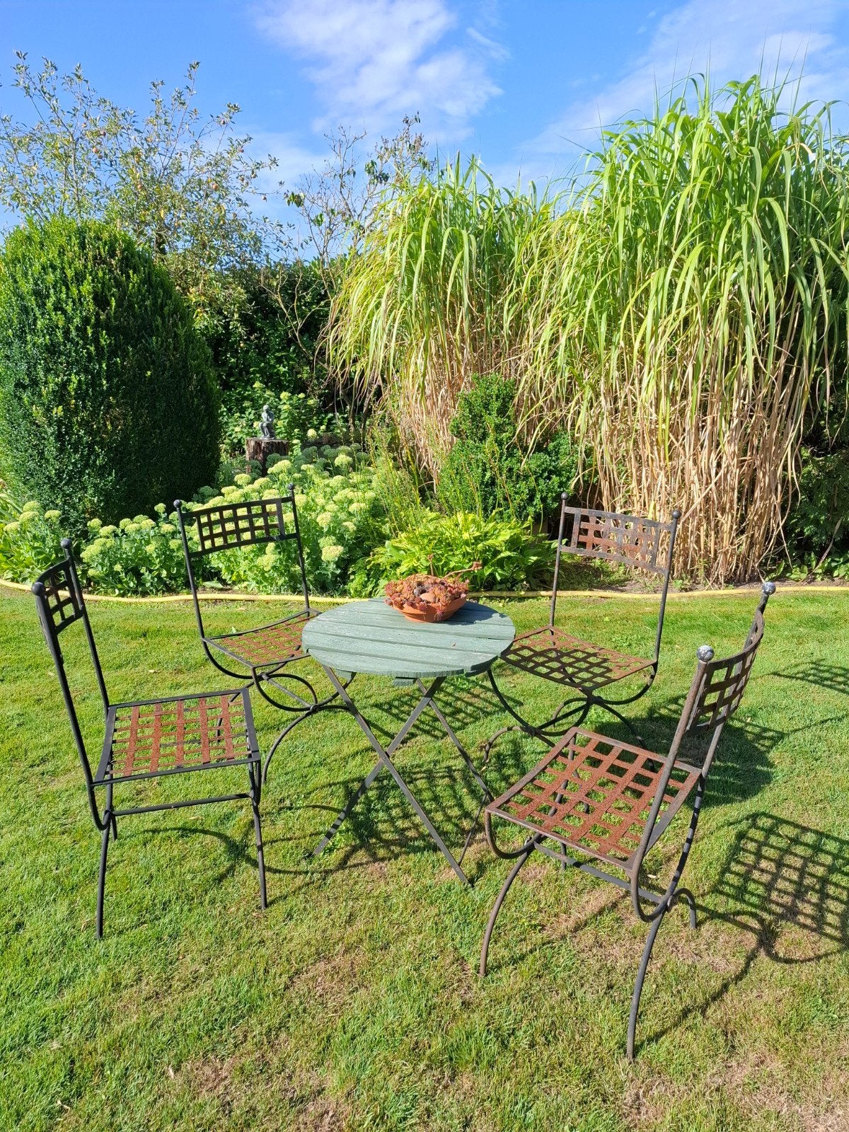 Bistroset met 4 stoelen en ronde tafel, Ophalen, Gebruikt, Tuinset, Overige materialen