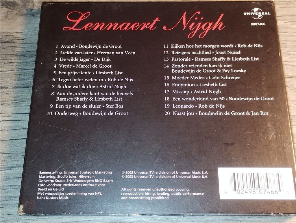 Het Mooiste Van Lennaert Nijgh[Digipack], Ophalen of Verzenden, Gebruikt, Levenslied of Smartlap