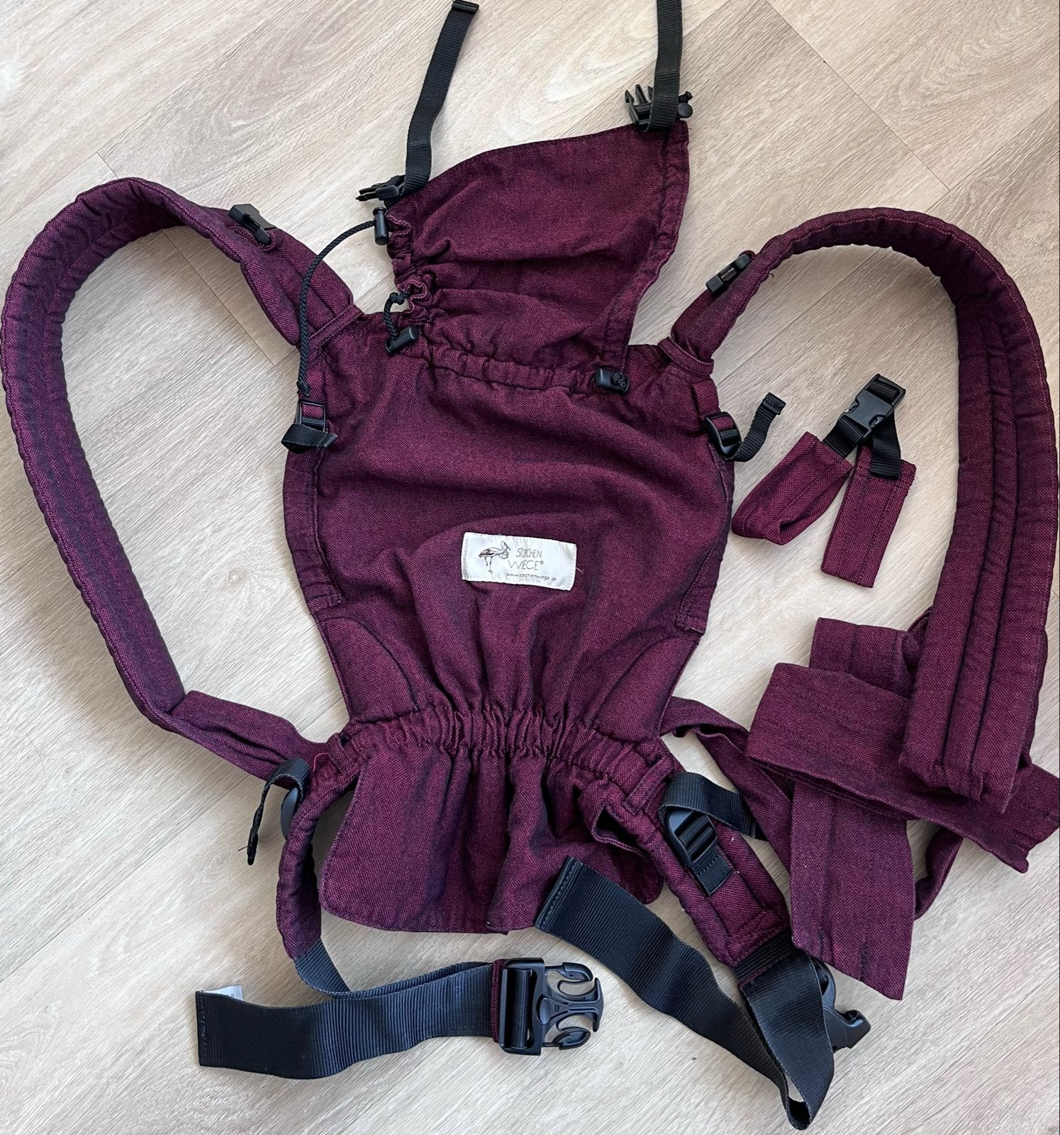 Storchenwiege Draagzak Half Buckle - Bordeaux, Overige merken, Buik of Rug, Ophalen of Verzenden, Zo goed als nieuw