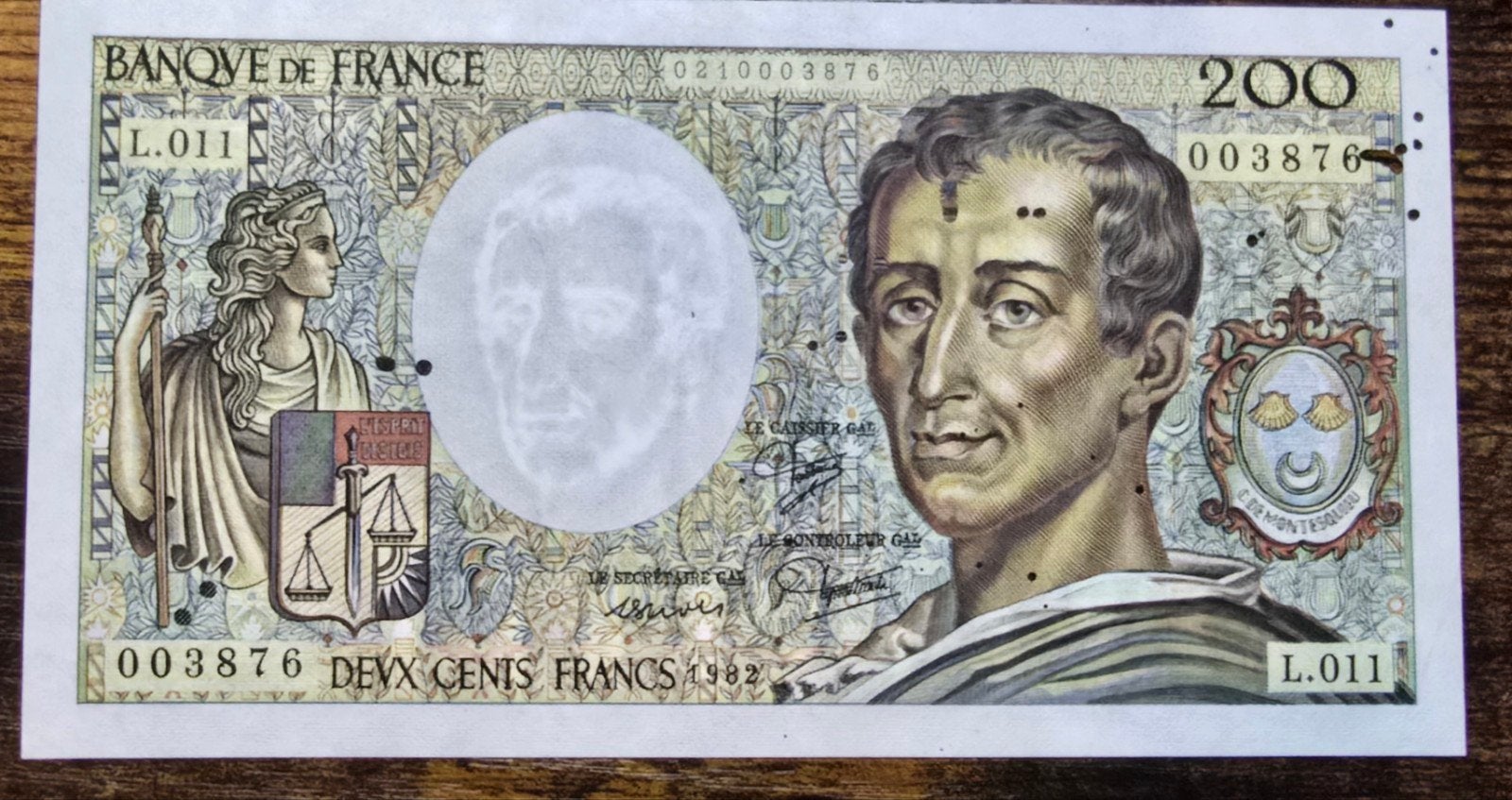 Zeldzaam Frans bankbiljet: 200 Francs Montesquieu 1982, Postzegels en Munten, Ophalen of Verzenden, Los biljet