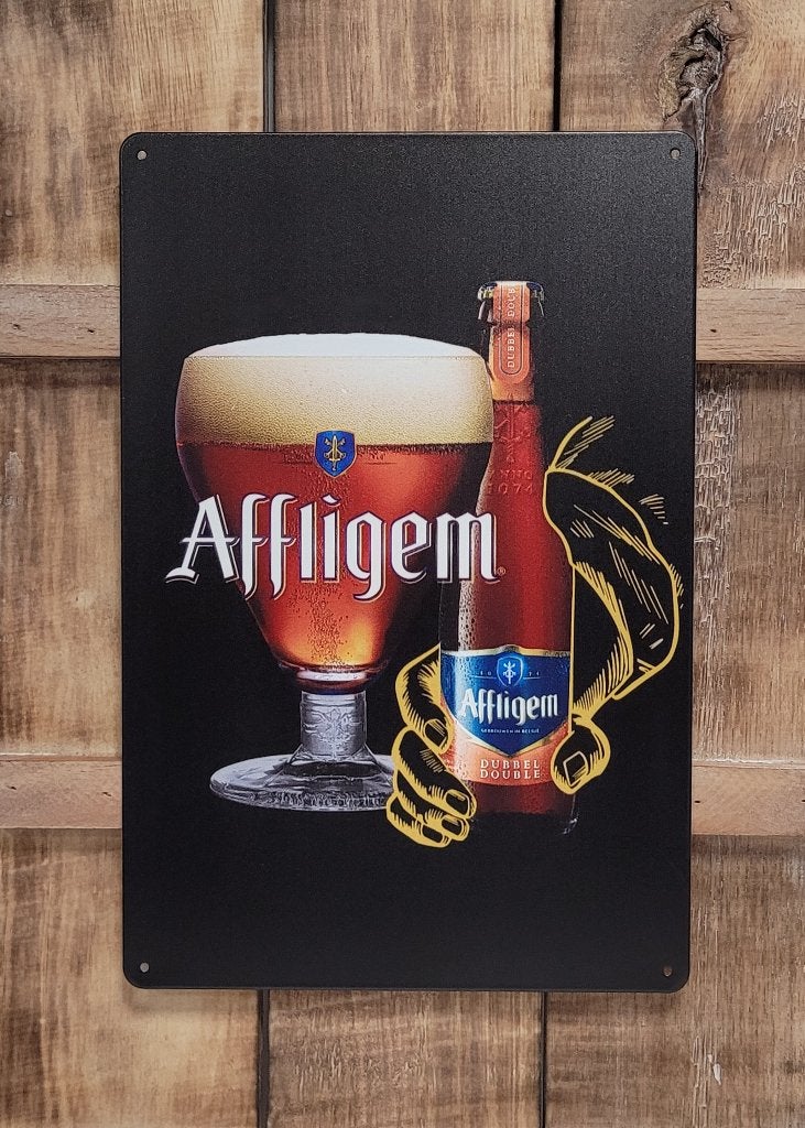 Affligem bier fles reclamebord van metaal wandbord decoratie, Ophalen of Verzenden, Nieuw, Reclamebord, Plaat of Schild, Overige merken