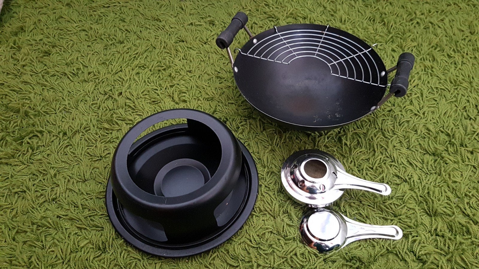 Tafel wokset met branders en houder, Ophalen of Verzenden, Gebruikt
