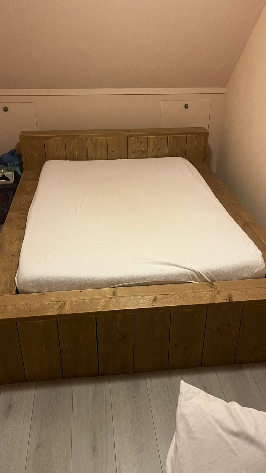 Steigerhouten bed, Ophalen, Steigerhout, Tweepersoons, 140 cm