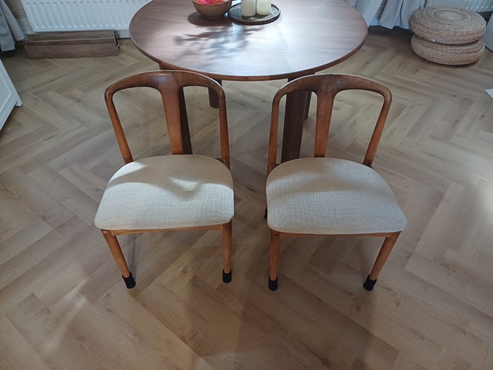 Japandi design eetkamerstoelen | Massief teakhout | Beige, Ophalen, Japandi, Twee, Bruin