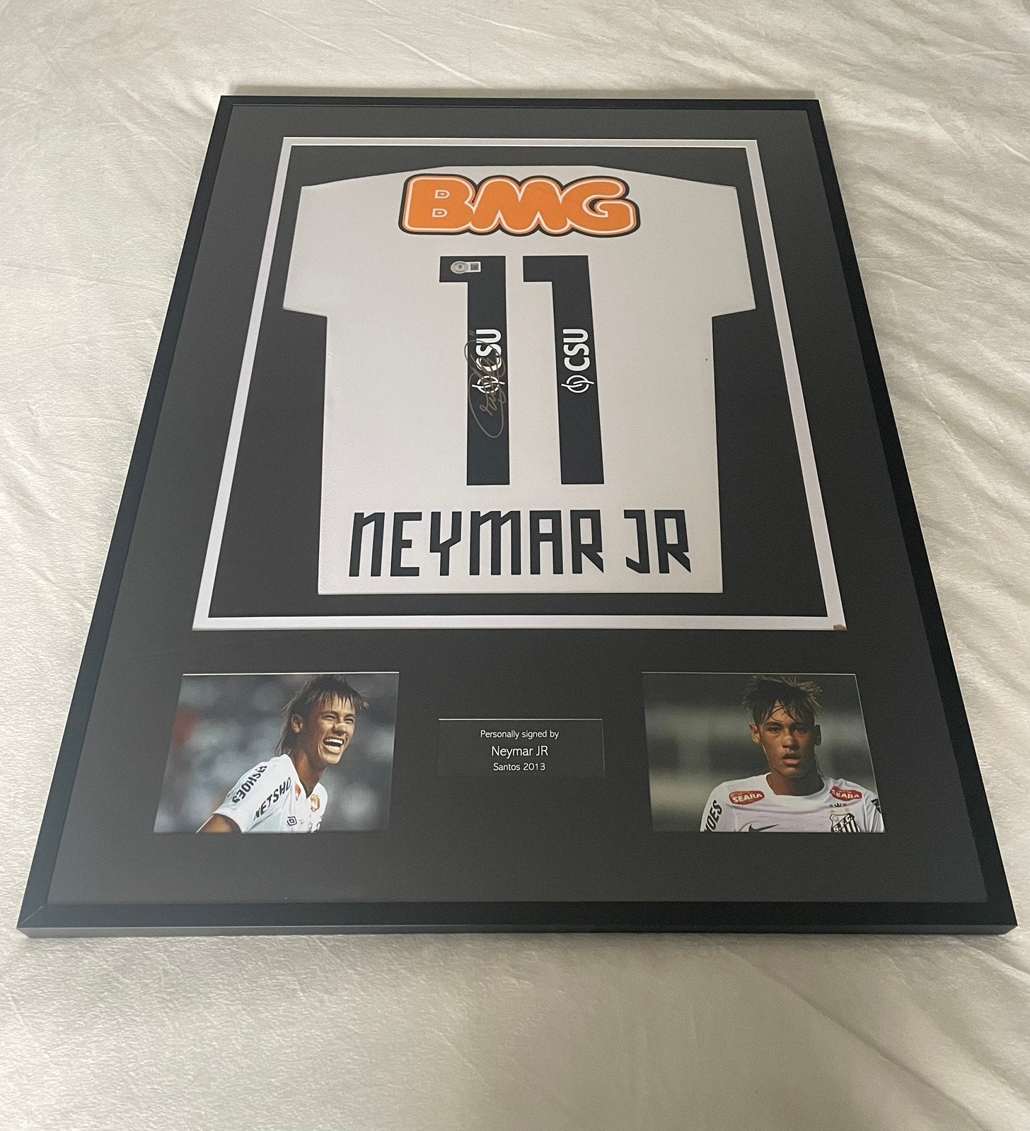 Gesigneerd Shirt | Neymar Jr | Santos | Beckett | Ingelijst, Ophalen, Zo goed als nieuw, Buitenlandse clubs, Shirt