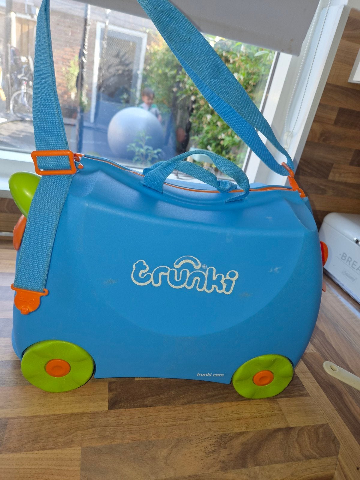 Trunki kinderkoffer - Blauw met groene wielen, Ophalen, Gebruikt