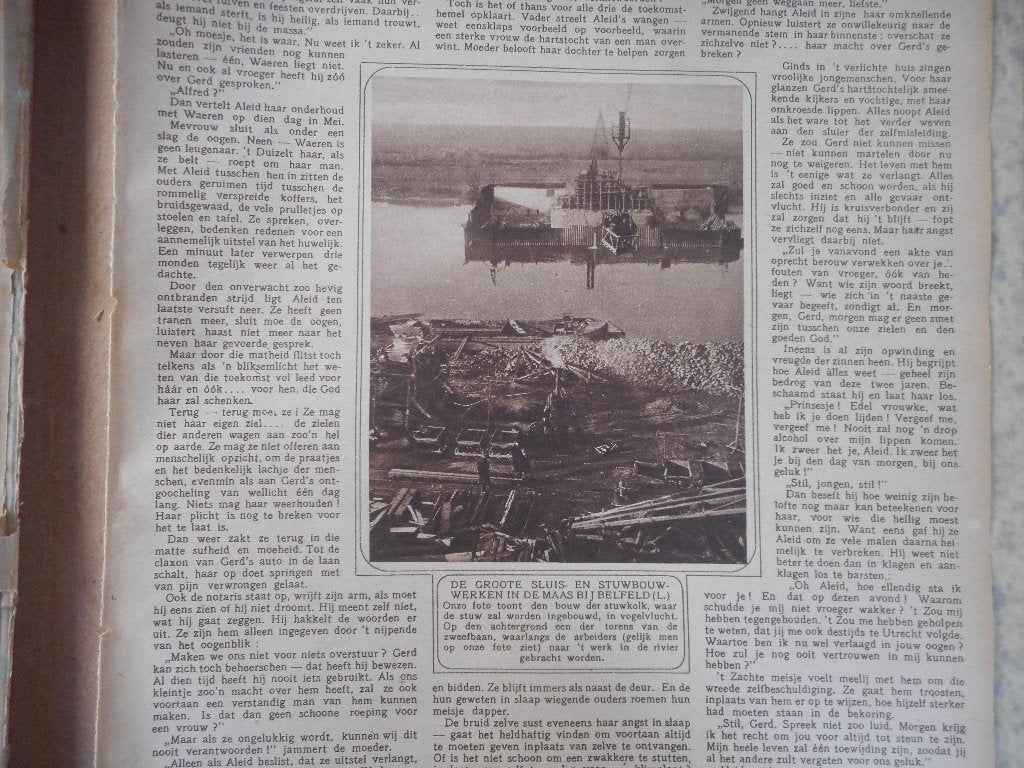 Belfeld. Sluis- en stuwbouwwerken in de Maas. 1925., Ophalen of Verzenden, 1920 tot 1940, Nederland, Knipsel(s)