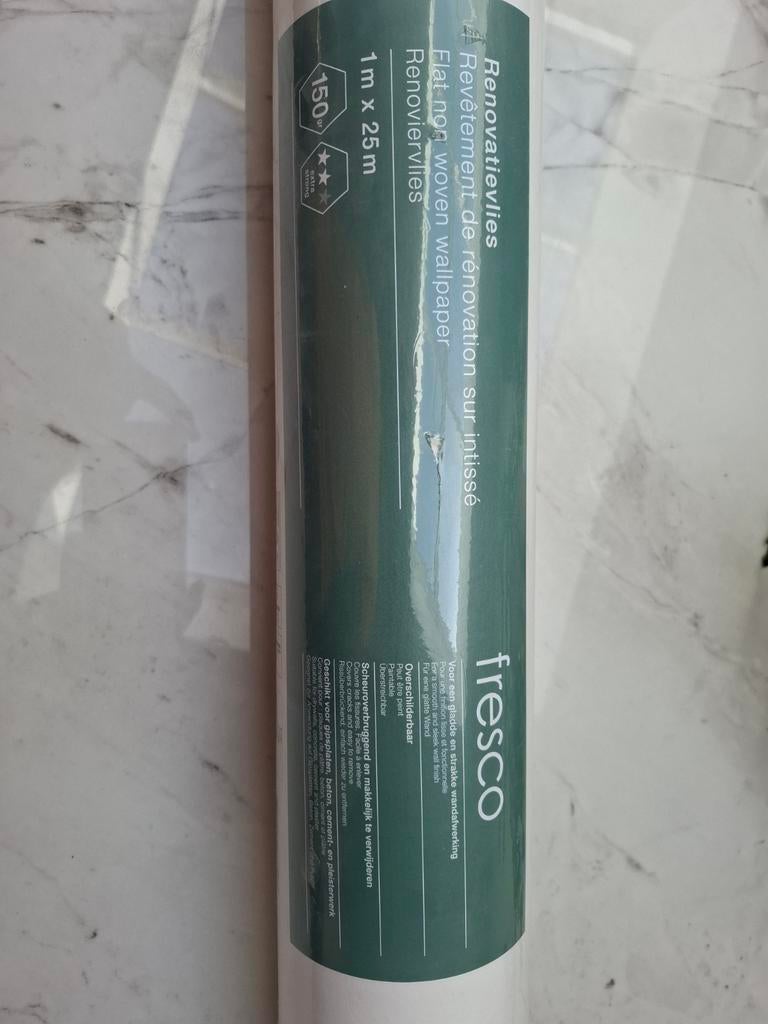 Fresco Renovatievlies - 1m x 25m - Gladde wandafwerking, Ophalen, 25 tot 50 m², Wit, Modern, Renovatie