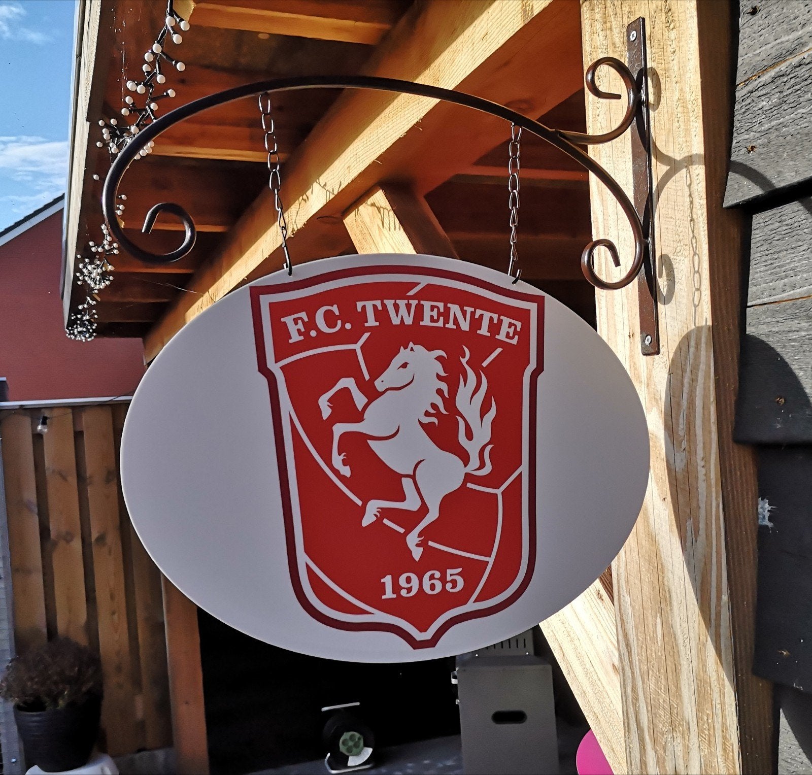 Dubbelzijdig FC TWENTE uithangbord, Ophalen of Verzenden, Nieuw, Reclamebord