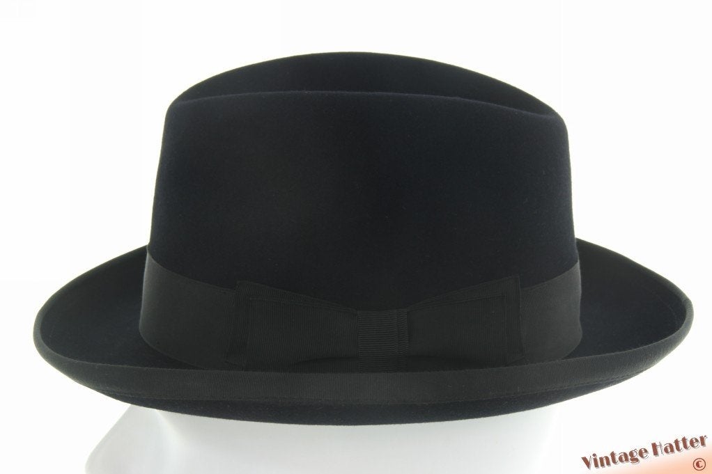 Vintage Gleufhoed Homburg hoed Wilke Granit zwart vilt 57, Hoed, Ophalen of Verzenden, Wilke - Granit, 57 cm (M, 7⅛ inch) of minder