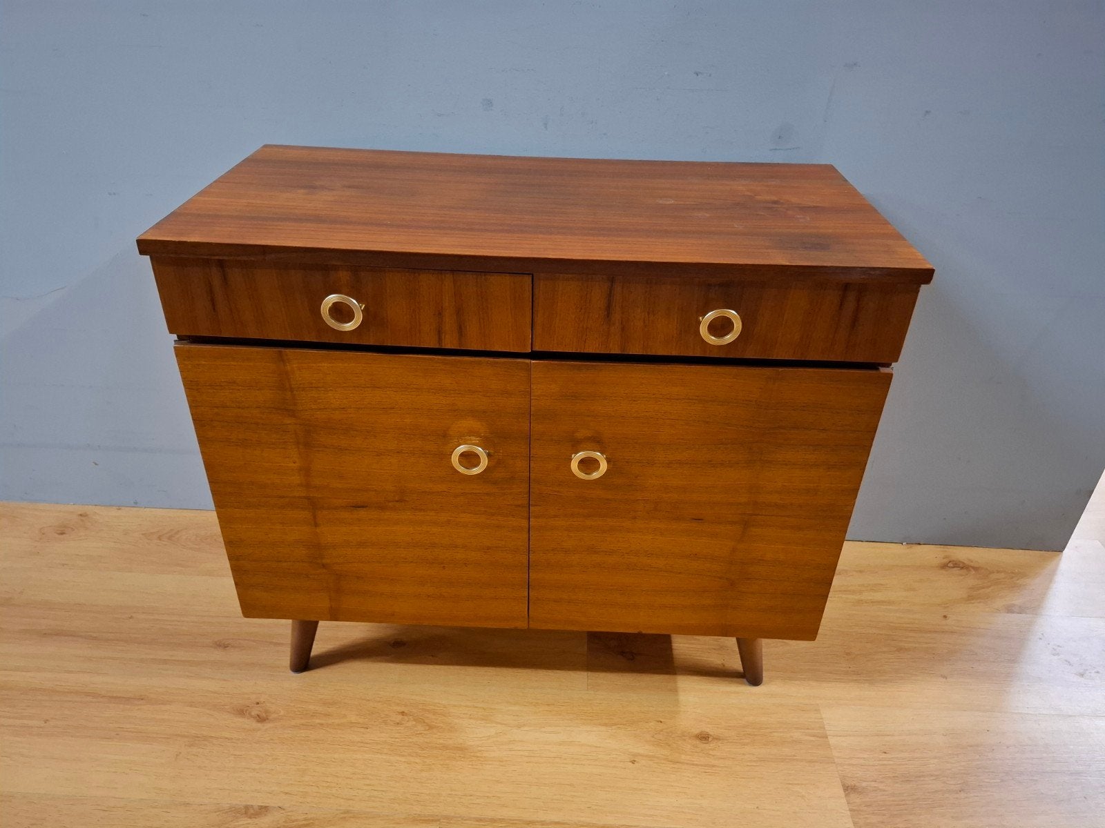 vintage teak kastje mid century design wandkast ladekast, .., Teakhout, Zo goed als nieuw, Minder dan 150 cm