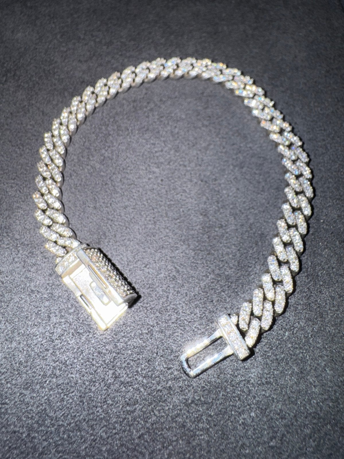 Cuban link bracelet armband Flawless moissanite vvs1 diamond, Ophalen of Verzenden, Zo goed als nieuw, Zilver