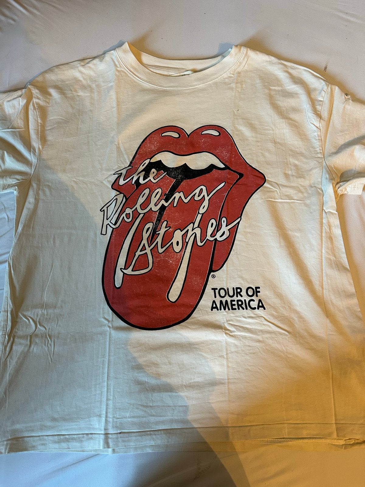 The Rolling Stones T-shirt - Maat L - 100% Katoen, Ophalen of Verzenden, Gedragen, Maat 52/54 (L), Wit
