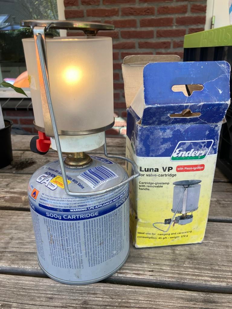 Enders Luna VP gaslamp met piëzo-ontsteking met 2 busjes, Caravans en Kamperen, Ophalen, Gebruikt
