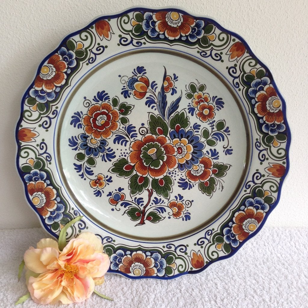 🌻Prachtig Groot ANTIEK DELFT POLYCHROOM Wand/ Sierbord., Ophalen of Verzenden